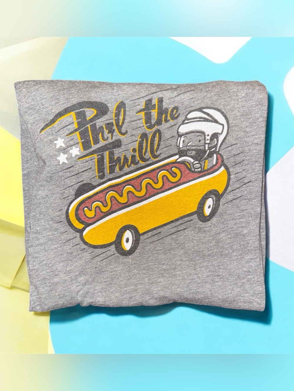 Kids Gray 'Phil the Thrill' Graphic Tee with Yellow Hot Dog Car